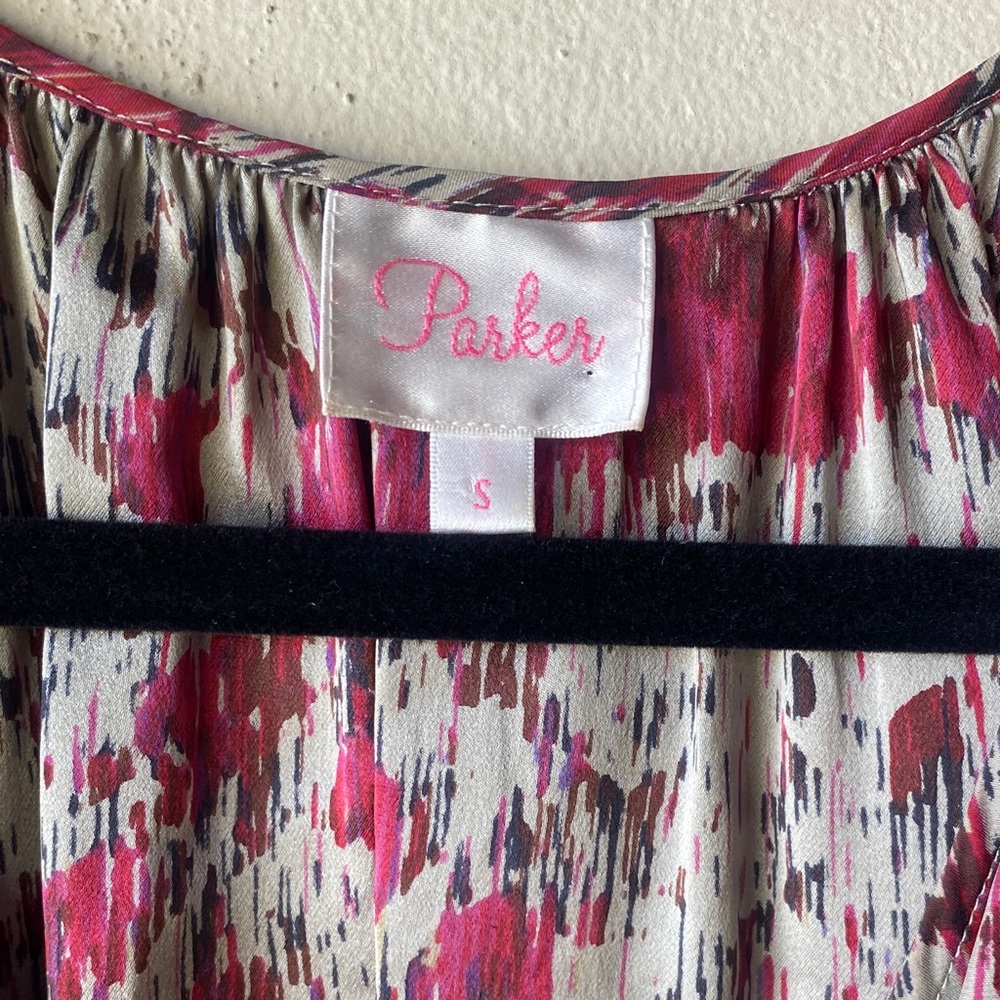 Parker Red and Gray Floral Maxi Dress Sz S - Picture 3 of 4
